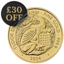 Pre-Owned 2024 UK Tudor Beasts Tudor Dragon 1/4oz Gold Coin