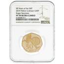 Pre-Owned 2019 UK Roger Bannister '4-Minute Mile' 50p Piedfort Proof Gold Coin - NGC Graded PF70 - 6135508-017