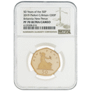 Pre-Owned 2019 UK New Pence 50p Piedfort Proof Gold Coin - NGC Graded PF70 - 6135508-016