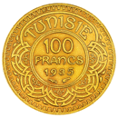Pre-Owned 1935 Tunisia 100 Franc Gold Coin