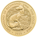 Pre-Owned 2025 UK Tudor Beasts Greyhound of Richmond 1/4oz Gold Coin