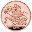 Pre-Owned 2023 UK Coronation Full Sovereign Proof Design Gold Coin