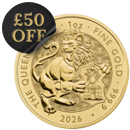 Pre-Owned 2026 UK Tudor Beasts Queen’s Lion 1oz Gold Coin