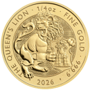 Pre-Owned 2026 UK Tudor Beasts Queen's Lion 1/4oz Gold Coin