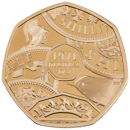 Pre-Owned 2021 UK Decimal Day 'Struck on the Day' 50p Proof Design Gold Coin