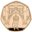 Pre-Owned 2023 UK Coronation of King Charles III 50p Proof Design Gold Coin