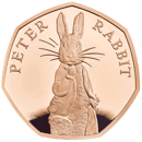Pre-Owned 2019 UK Beatrix Potter Peter Rabbit 50p Proof Design Gold Coin