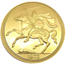 Pre-Owned 1973 Isle of Man Quintuple Sovereign Gold Coin