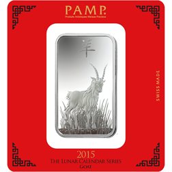 Pre-Owned 2015 PAMP Lunar Goat 100g Silver Bar