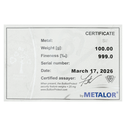 Metalor 100g Silver Bar