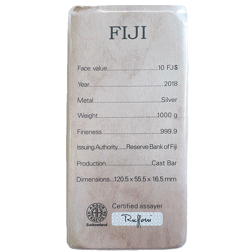 Pre-Owned 2018 Fiji $10 1kg Silver Coin Bar