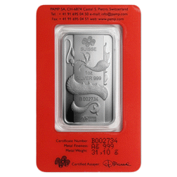 Pre-Owned PAMP 2012 Lunar Dragon 1oz Silver Bar