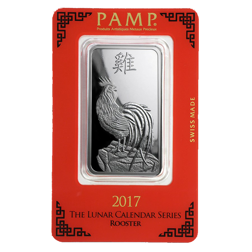 Pre-Owned 2017 PAMP Lunar Rooster 1oz Silver Bar