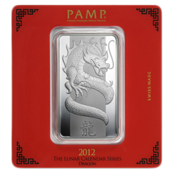 Pre-Owned 2012 PAMP Lunar Dragon 100g Silver Bar