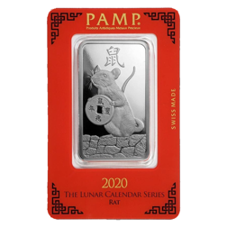 Pre-Owned PAMP 2020 Lunar Rat 1oz Silver Bar