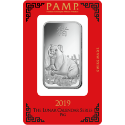Pre-Owned PAMP 2019 Lunar Pig 1oz Silver Bar