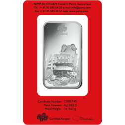Pre-Owned PAMP 2019 Lunar Pig 1oz Silver Bar