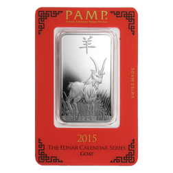 Pre-Owned PAMP 2015 Lunar Goat 1oz Silver Bar