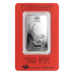 Pre-Owned PAMP 2015 Lunar Goat 1oz Silver Bar