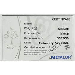 Metalor 500g Silver Bar