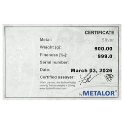 Metalor 500g Silver Bar