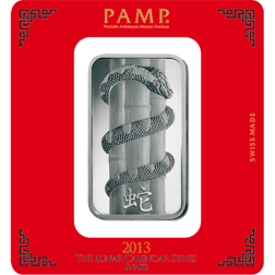 Pre-Owned 2013 PAMP Lunar Snake 100g Silver Bar