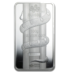 Pre-Owned 2013 PAMP Lunar Snake 100g Silver Bar