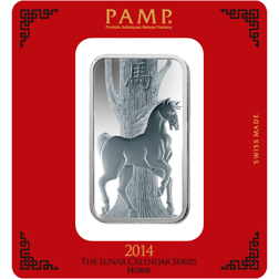 Pre-Owned 2014 PAMP Lunar Horse 100g Silver Bar
