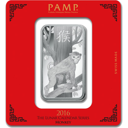 Pre-Owned 2016 PAMP Lunar Monkey 100g Silver Bar