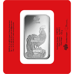 Pre-Owned 2017 PAMP Lunar Rooster 100g Silver Bar