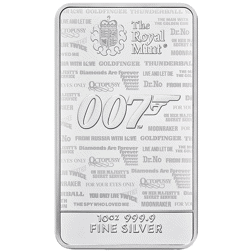 Pre-Owned Royal Mint James Bond 007 No Time To Die 10oz Silver Bar