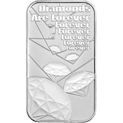 Pre-Owned The Royal Mint James Bond 007 Diamonds Are Forever 1oz Silver Bar