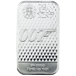 Pre-Owned Royal Mint James Bond 007 Diamonds Are Forever 1oz Silver Bar