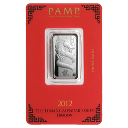Pre-Owned 2012 PAMP Lunar Dragon 10g Silver Bar