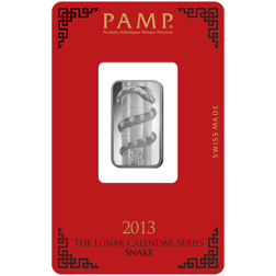 Pre-Owned 2013 PAMP Lunar Snake 10g Silver Bar