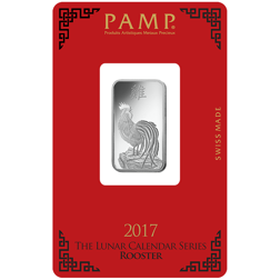 Pre-Owned 2017 PAMP Lunar Rooster 10g Silver Bar