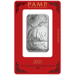 Pre-Owned 2021 PAMP Lunar Ox 1oz Silver Bar