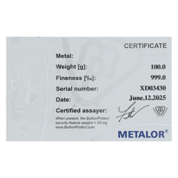Metalor 100g Silver Bar - 20 Bars with Peli 1030 Protective Case