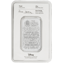 Pre-Owned The Royal Mint Star Wars Jedi 'Light Side' 1oz Minted Silver Bar - Carded