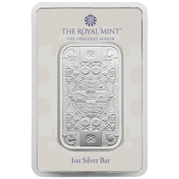 Pre-Owned The Royal Mint Gothic Crown 1oz Silver Bar in Assay Card
