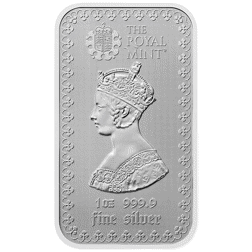 Pre-Owned The Royal Mint Gothic Crown 1oz Silver Bar in Assay Card
