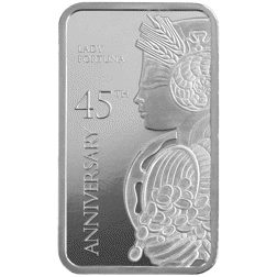 Pre-Owned PAMP Lady Fortuna 45th Anniversary 1oz Silver Bar