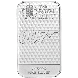 Pre-Owned The Royal Mint James Bond 007 Diamonds Are Forever 1oz Silver Bar - Carded