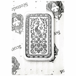 Pre-Owned Scottsdale Mint Marquee Peacock 1oz Silver Bar