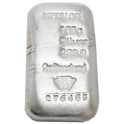 Pre-Owned Metalor 100g Silver Bar