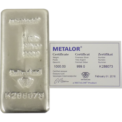 Pre-Owned Metalor 1Kg Silver Bar
