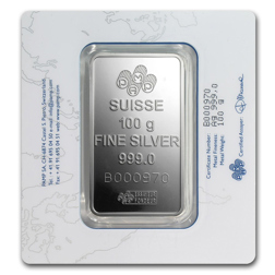 Pre-Owned PAMP Suisse Fortuna 100g Silver Bar - Certificated
