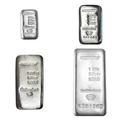 Metalor 100g, 250g, 500g & 1kg Silver Bar Bundle