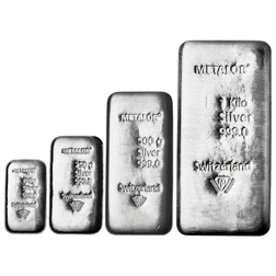 Metalor 100g, 250g, 500g & 1kg Silver Bar Bundle