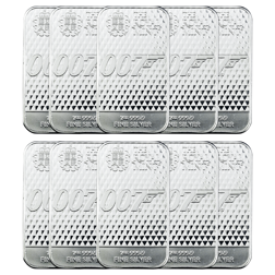 The Royal Mint James Bond 007 Diamonds Are Forever 1oz Silver 10 Bar Bundle